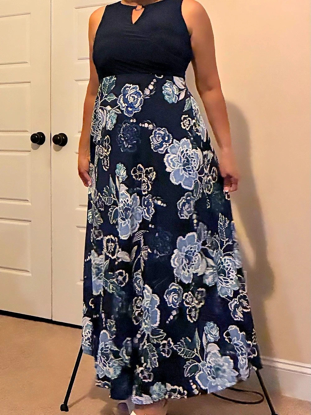 525 America Floral Maxi Dress in Blue & Black